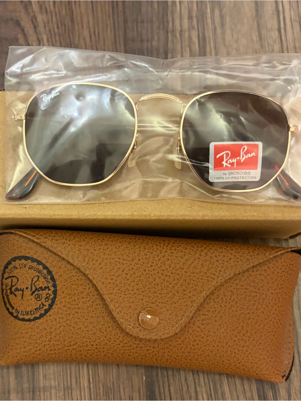 Ray-Ban Gold Frame Black Lens Sunglasses